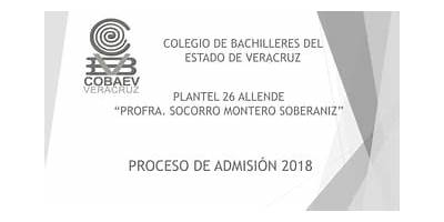 COLEGIO DE BACHILLERES DEL ESTADO DE VERACRUZ PLANTEL 26 ALLENDE-COATZACOALCOS "SOCORRO MONTERO SOBERANIZ"