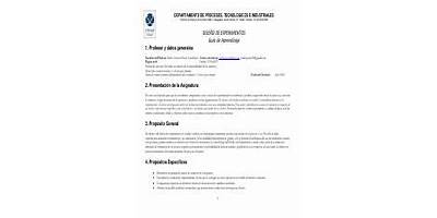 DEPARTAMENTO DE PROCESOS TECNOLOGICOS E INDUSTRIALES